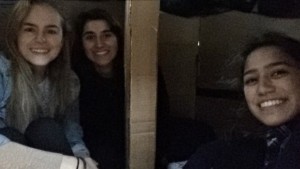 the group inside the shelter.
