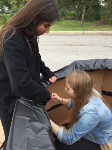 Allison and I working on the shelter.