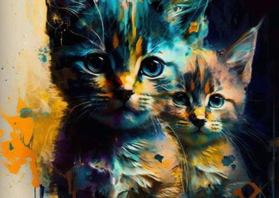 Kittens rendered in the style of Abstract Expressionism using Midjourney