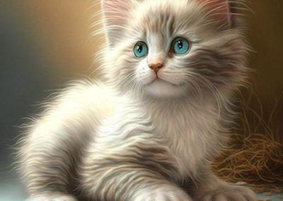 kitten drawn in colored pencils, created in midjourney