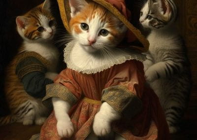 Kittens in the style of Titian. Rendered in Midjourney