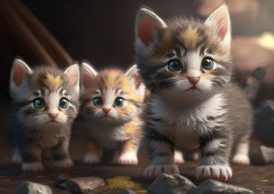 Kittens rendered in the Unreal Engine using Midjourney