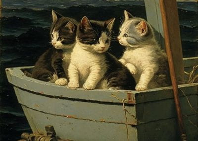 Kittens in the style of Winslow Homer. Rendered in Midjourney