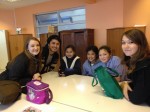 Suzannah Nabers, Joshua Prado, & Rebekah Morton (L-R) with students from Escuela Uruguay.