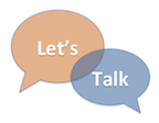 Let's Talk graphic with word bubbles