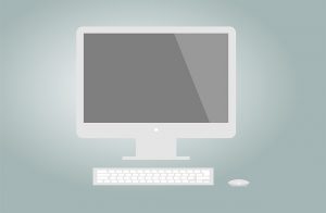 icon of a mac computer monitor, keyboard, and mouse