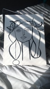 I admire Picasso and I've always loved this simple line drawing her did so I thought I would recreate it.
