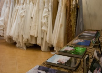 Wedding photobooks and dresses on display, Classic Studio, Nakhon Si Thammarat